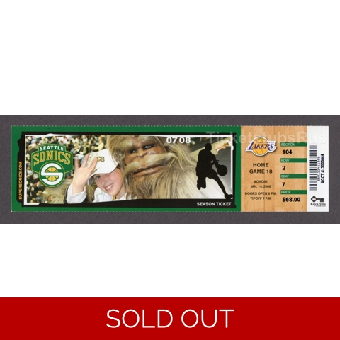 Kobe Bryant 48 pts MVP vs Kevin Durant ROY 2008 Lakers @ Sonics 1/14 Full Ticket